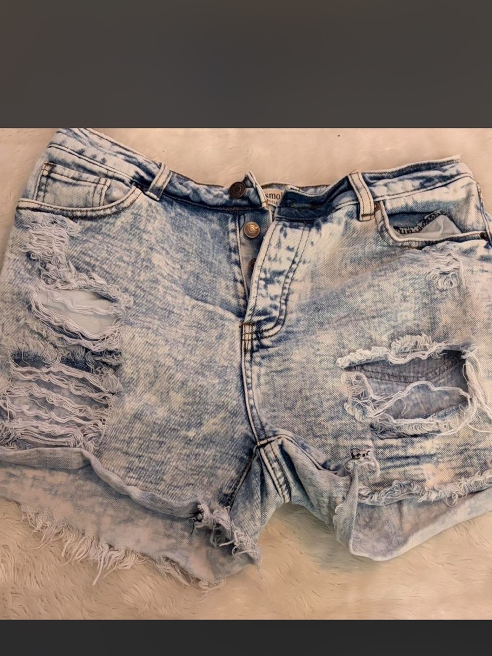Almost Famous Acid Wash Distressed Denim Shorts - Light Blue